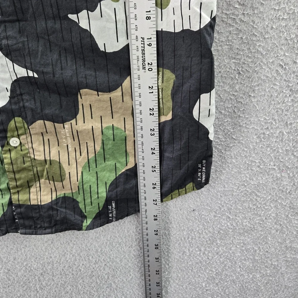 Scotch & Soda Men Button Up M Shirt Green Camouflage Gorpcore‎ Short Sleeve